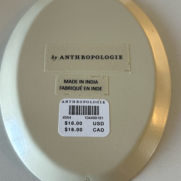Anthropologie Floral Oval Metal Plate with Bird Design . Made in India - Picture 4 of 4